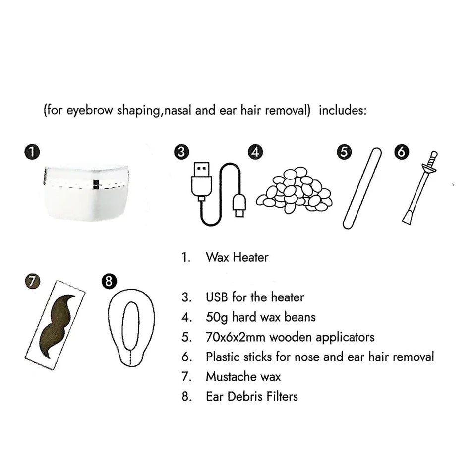 USB Mini Wax Heating Machine Wax Heater Kit  Melting Warmer Pot for Lips Eyebrow Nose Ear  Hair Remova For Men and Women