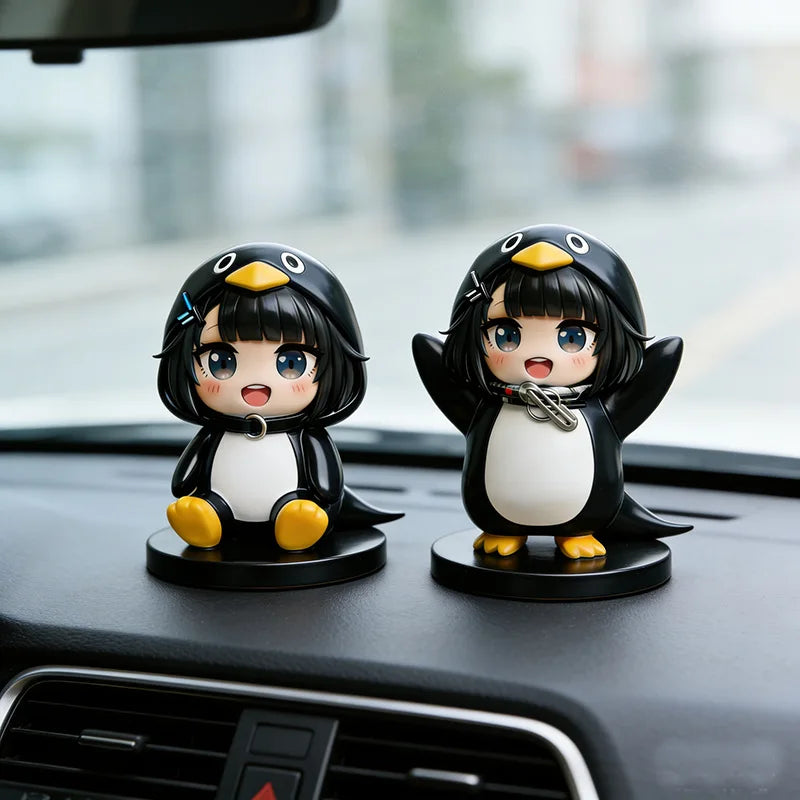 Guguga Little Penguin PVC Figure Cute Car Dashboard Decor Anime Collection Birthday Gift Kawaii Office Desk Toy Home Decor