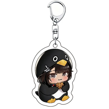 Gugugaga Penguin Keychains Anti-stress Keycap Keychains Cute Penguin Girl Keyrings Bag Charms Gifts 키캡