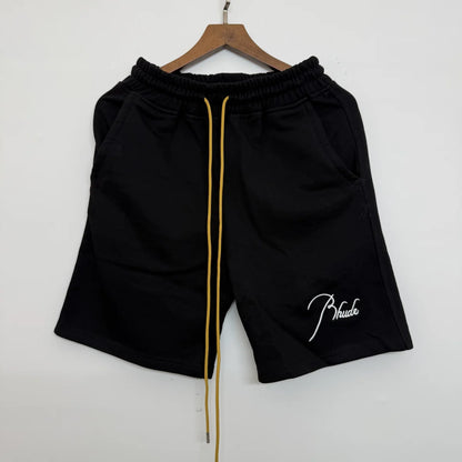 American Retro Street Style Men's Loose Fit Shorts Embroidered Lettering Casual Sporty Five-Point Pants Trendy Summer Wear