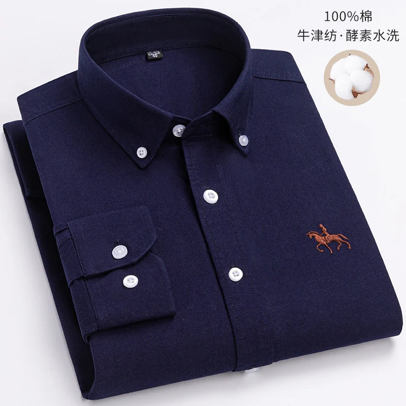 Fashionable Cotton Men's Shirt Long-Sleeved Oxford Soft Comfortable And Breathable Classic Versatile Business Casual Men's Shirt