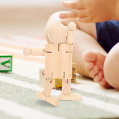 6Pcs Wooden Robot Unfinished Jointed Figures for DIY Painting Decoration Craft Kits Kids Creativity Development