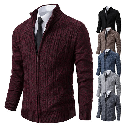 Winter Plus Velvet Sweaters Cardigan Thick High Collar Sweatshirt Men's Coat Knitted Jumper Brand Knitwear Hombre Clothing