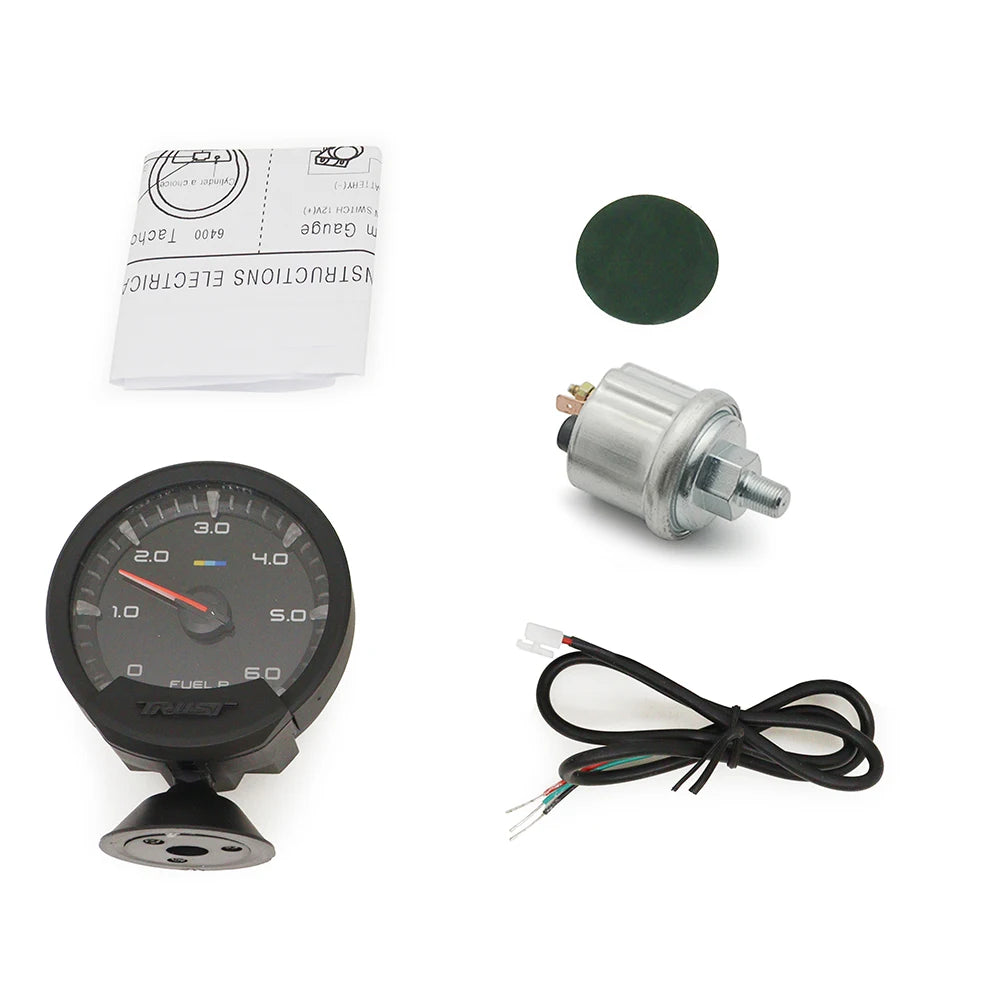 GReddi Sirius Meter Series Trust 74mm White LED Auto Gauge Volt Water Temp Oil Temp Oil Press RPM Turbo A/F Ratio Fuel Press
