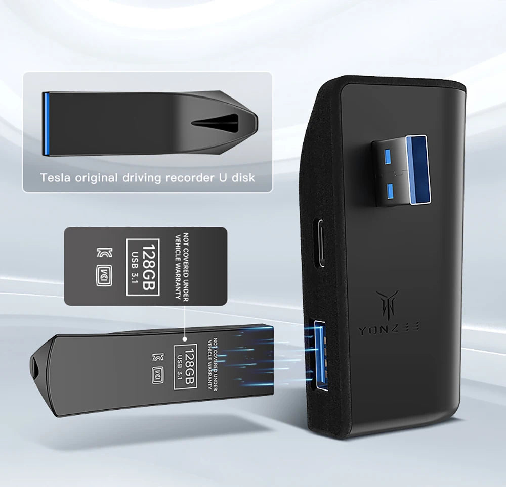 YZ Glove Box Docking Station For Tesla Model 3 Y Juniper Highland Quick Charger 4 USB Shunt Hub Flocking Adapter Powered Splitte