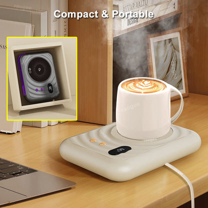 Mini Mug Warmer 2 in 1 Fan Warmer 220V  Electric Cup Heater 3 Temperature 75℃ Milk Tea Water Cup Heaters Desk Heating Pad