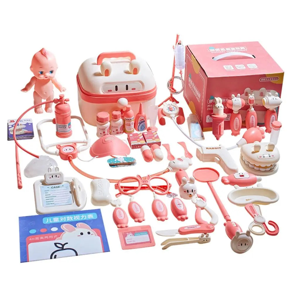 Simulation Dentist Box Doctor Pretend Role Play Kit Educational Game Pretent Play Toys Stethoscope Doctor Set Blue/Pink