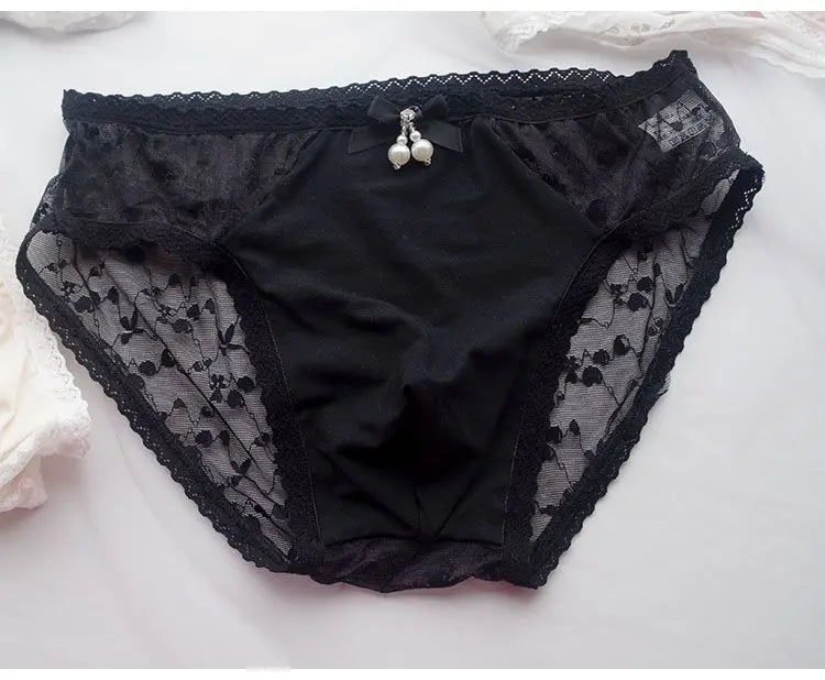 Man's Sexy Lace Briefs Panties Motal Comfort Soft Pink Underwear Role-play Underpants BF Gifts FKK Party Harajuku Panty