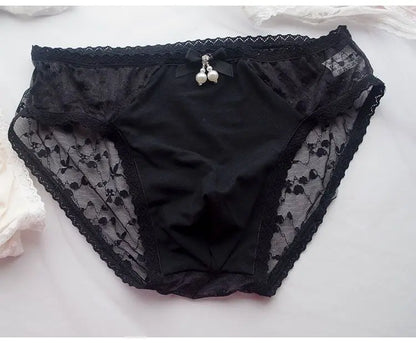 Man's Sexy Lace Briefs Panties Motal Comfort Soft Pink Underwear Role-play Underpants BF Gifts FKK Party Harajuku Panty