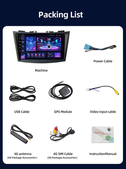 JUNDOF 9" CarPlay 2DIN Android Auto Car Radio Stereo For Suzuki Swift 2011 2012 2013 2014 2015 2016GPS Multimedia Video Player