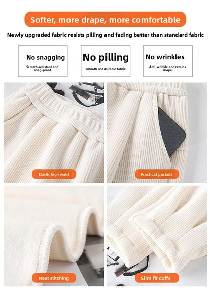 Autumn Winter High Waist Loose Thickened Fleece Harlan Pants Women's Casual Trousers Carrot Style Comfortable Loose Fit