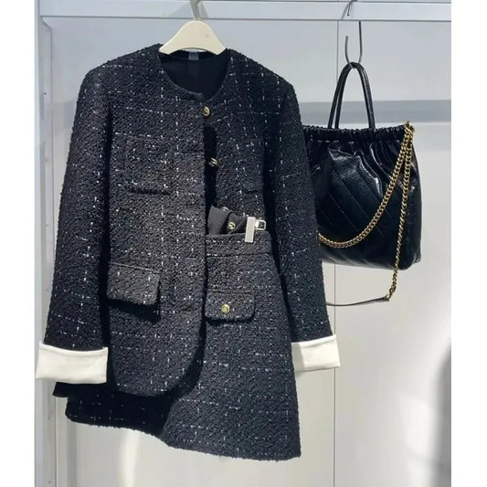 Korean Style Autumn Winter New Ladylike Outerwear Skirt Set Women's Fashion Two-Piece Suit Casual Style Versatile Audience