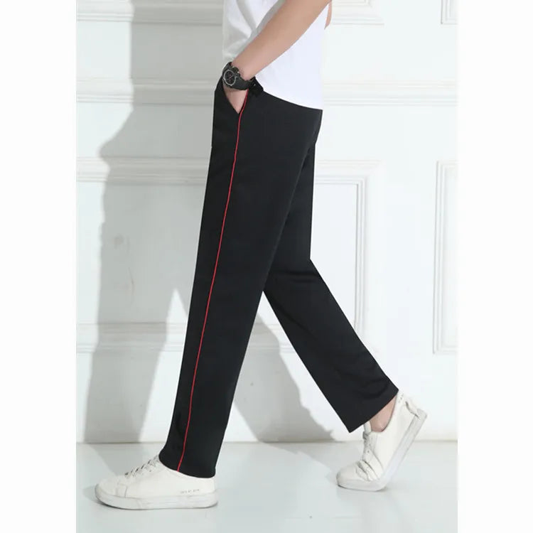Black Unisex New Track Pants Casual Sweatpants mens Striped Bastic Trousers Straight Pants Joggers Simple Work Pants