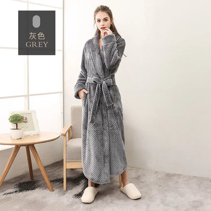 Thickened Extended Bebe Velvet Couple Robe Women's Winter plus Size Fashion Sleepwear Men's XXXL Sexy Home Clothes Pyjamas