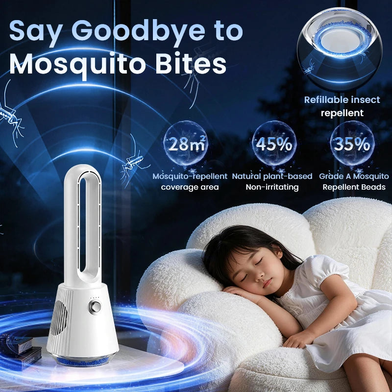 2026 Ultra Quiet Bladeless Electric Tower Fan Air Purification Circulation 3000mAh for Dormitory Desk Floor