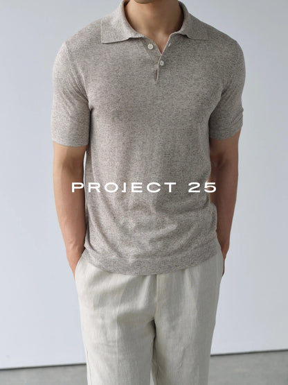 PROJECT 25 Men 16Gauge Lightweight Breathable Linen Blend Italian Old Money Knit Polo Shirt Short Sleeve Casual Tee Tops
