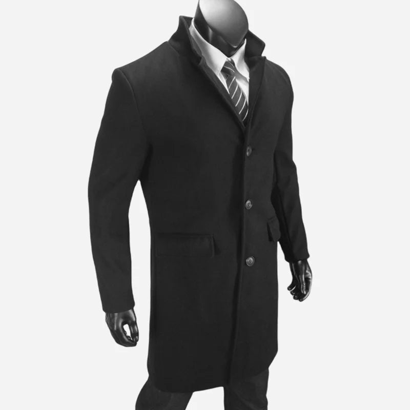 Eu Size Men's Coat plus Lining Jackets Winter Travel Gentleman Top Coat Warm Oversized Single-breasted Men's M-3XL