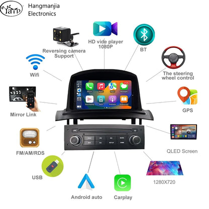 hangmanjia Android13 Car Radio for Renault Megane 2 2002 - 2009 Multimedia Video Player GPS Wireless Carplay Auto DSP Stereo DVD
