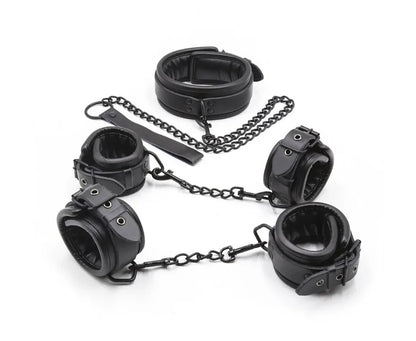 Top quality bdsm bondage set handcuffs and ankle collar fetish slave sex toys bondage man woman sex games for couples.