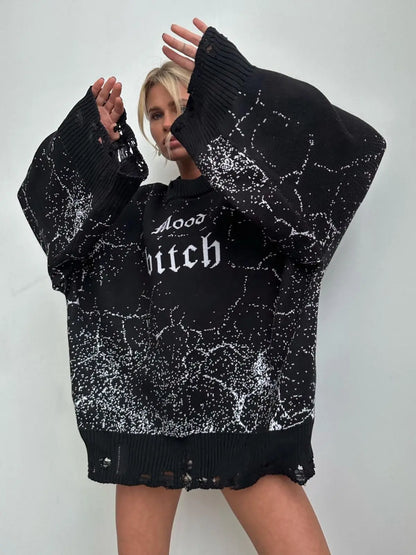 2023 Harajuku Women's Oversized Knitwear Sweaters Tops Trendy Jumpers Comfortable Fit Fashionable Ladies' Sweatshirts