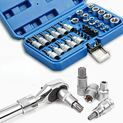 Drive Male Female E-torx Security Bits Handheld Tool Auto Repair Tool 34pcs Torx Bit Socket and E-Torx Star Socket Set