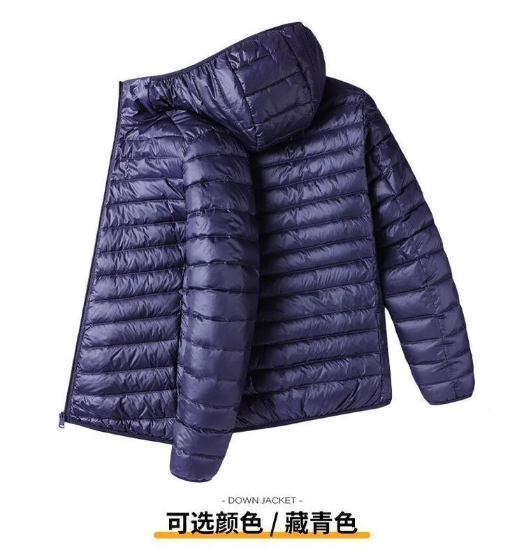Ultra-Light down Cotton Jacket Men's Spring Fashion Slim Fit Long Sleeve Warm Casual Style Pure Color Youth Popular Clothing
