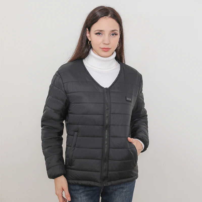 New Men'S Fashion Casual Winter Heated Long Sleeved Cotton Jacket With Usb Smart 24 Zone Heating Warmth Coat (No Power Bank)