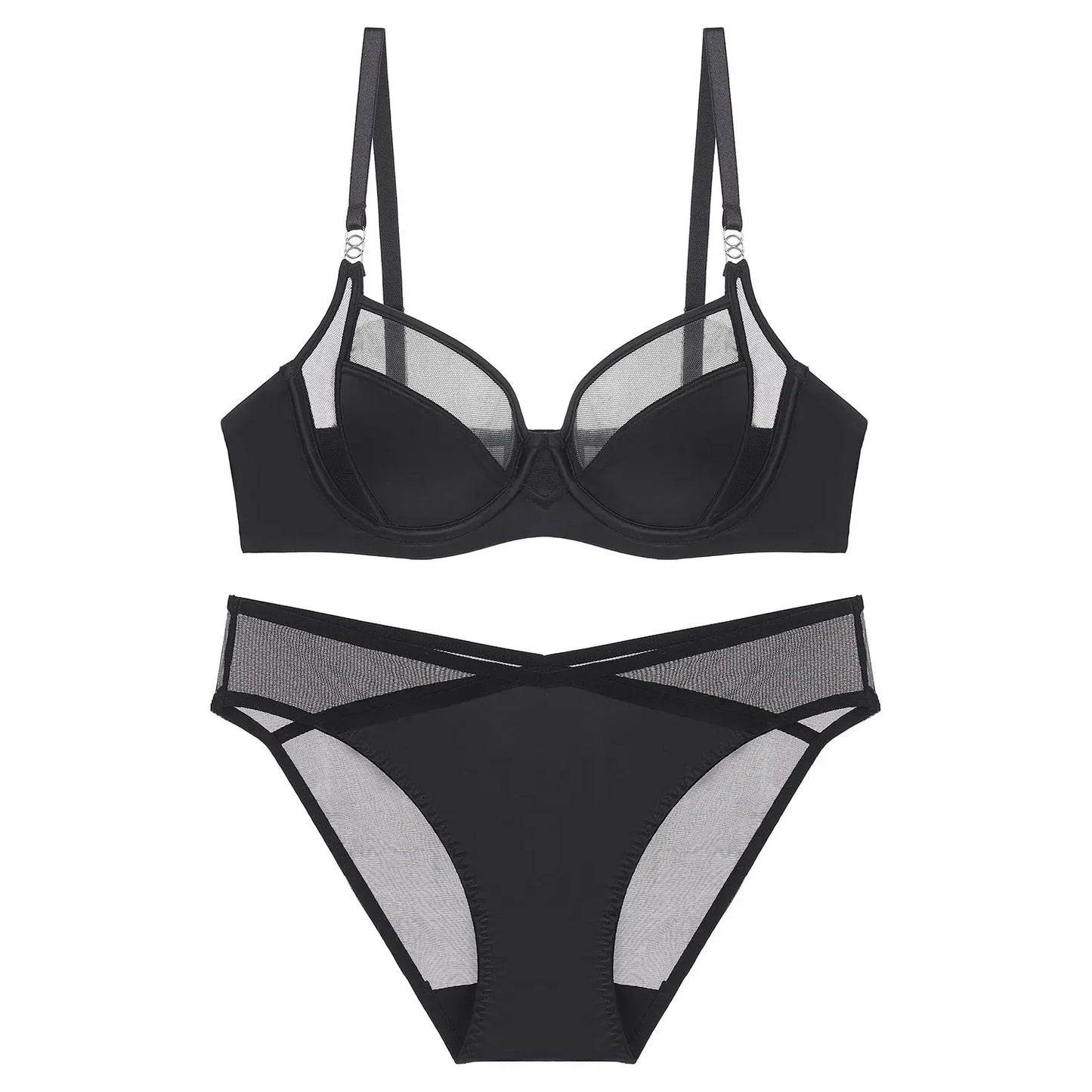 Women Stylish Summer Lingerie Set Satin Soft Wire Bra Push Up Support Anti Sagging Uplifting Minimizing Comfort Daily Wear