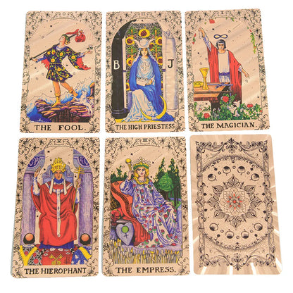 78Pcs Pink Classic Wait Tarot Cards with Guide Book Divination Deck Family Party Board Fate Card Fortune Telling Game