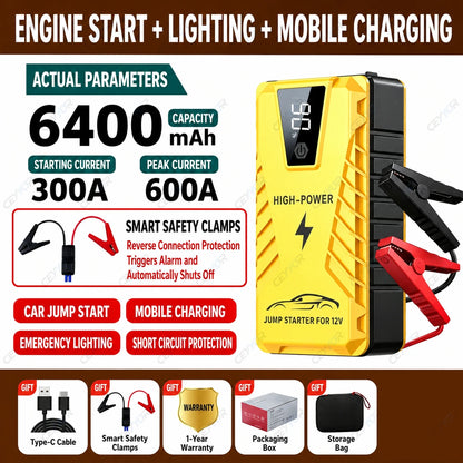 CEYYOR Jump Starter Power Bank suitable for 6.0L Petrol/4.0L Diesel Car. 3IN1 jump starter for 12V Truck/Motorcycle/SUV
