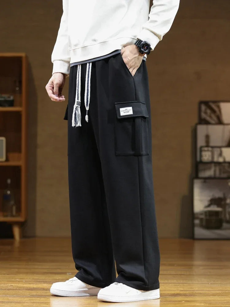 Autumn Sweatpants Cotton Men Baggy Joggers Cargo Pants Korean Neutral Breathable Loose Outdoor Solid color Wide legged Trousers
