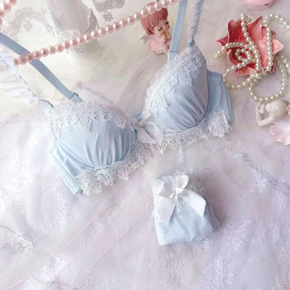 YUQI Sexy Japanese Sweet Bra Set G Cup Large Cup Women's Underwire Heavy Lace Thin Cup Comfort Pure & Sensual Lingerie  push up
