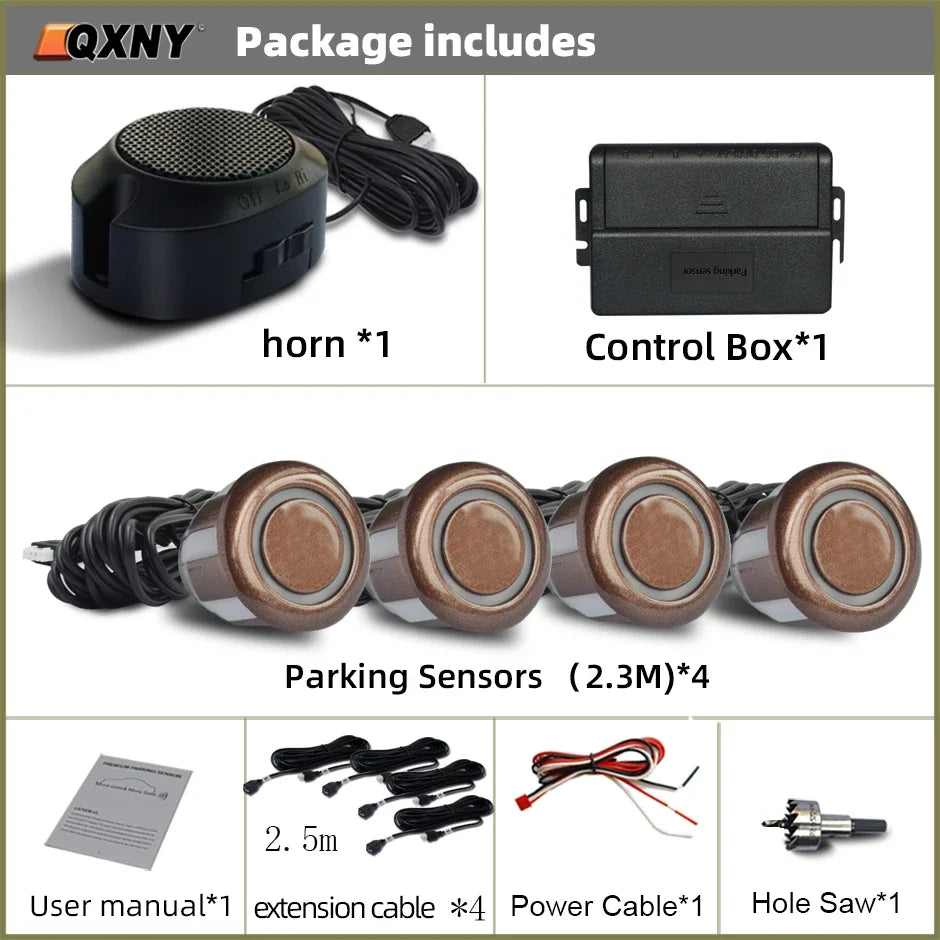 Professional Front Parking Sensor Kit Auto Parktronic Vehicle Assistant System Buzzer Alarm Volume Can be Adjusted Universal