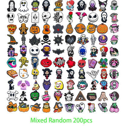100pcs Mixed Cartoon Halloween Shoe Charms For Clogs Ghost Shoe Decoration Premium Quality Popular Charms Accessories Great Gift