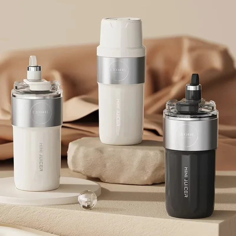 Insulated Juicer Double Layer Vacuum 304 Stainless Steel Juicers 350ml USB Charge Portable 26 Blades Strong Power Freesh Juicer