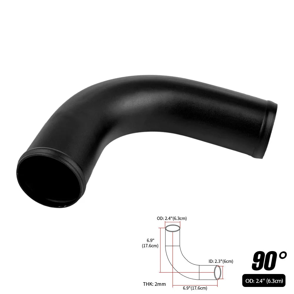 0/45/90 Degrees Type Aluminum Tube Universal 51 63 76mm 2 2.5 3inch Cold Air Intake Pipe Racing Car Turbo High Flow Silver Balck