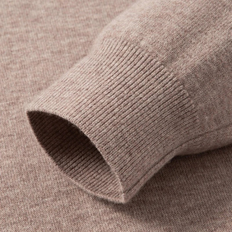 100% Australian Merino Wool Sweater, 350g Thickened High-Neck Zip-Up, Thermal Breathable