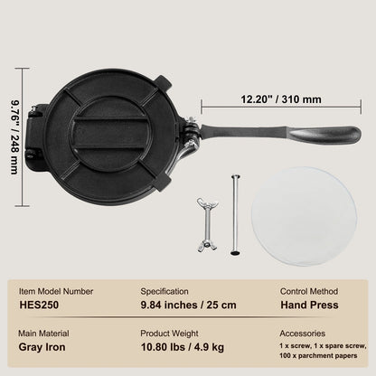 SucceBuy Tortilla PressCast Iron Heavy Duty Tortilladora Press Dough Maker for Flour Tortilla