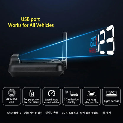 C500 BLUE OBD /T900 GPS HUD Gauge Display Car Head Up Display LCD Car Turbo Gauge Digital Odometer Universal Speed On-board Comp