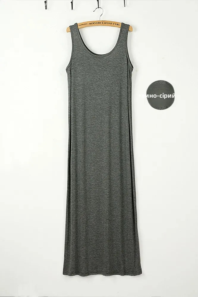Summer Thin Modal Long Dress Women Loose Black Versatile Dress Strap Vest Skirt Sleeveless Large Size A-Line Korean Style