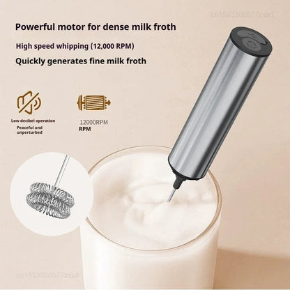 Electric Milk Frother Household 3 Speeds Rechargeable Coffee Blender Covered Storage for Drink Coffee Cooking Tool Kitchen Mixer