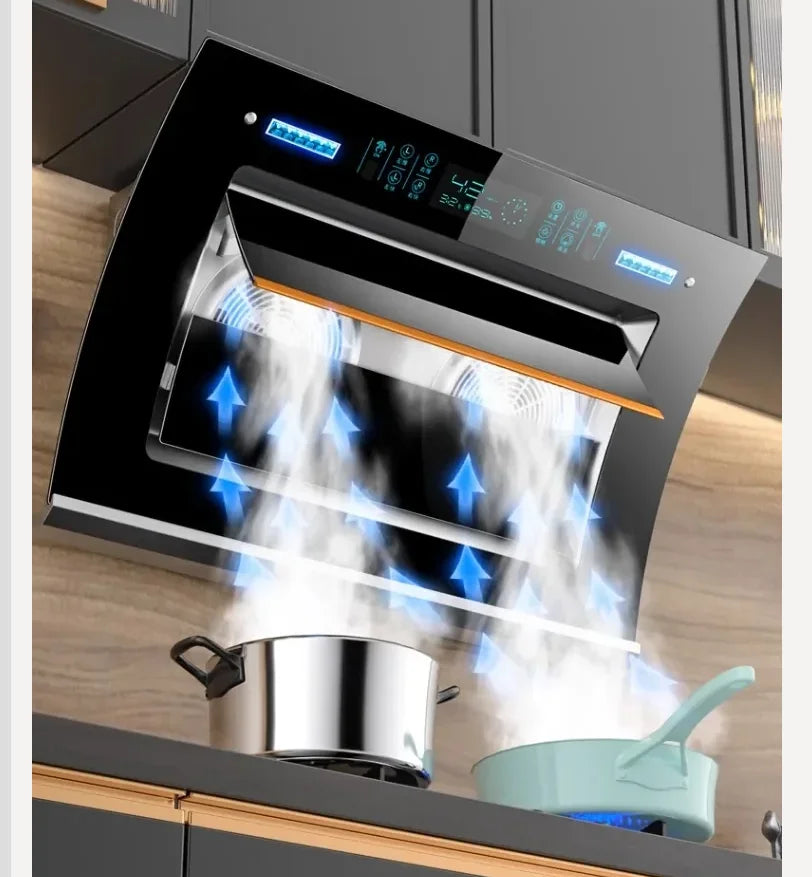 220V Ala Haotaitai Powerful Range Hood Side Suction Kitchen Double Motor Non Clean Home Use CCC