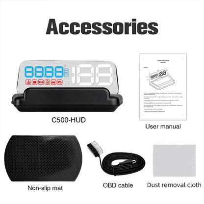 C500 BLUE OBD /T900 GPS HUD Gauge Display Car Head Up Display LCD Car Turbo Gauge Digital Odometer Universal Speed On-board Comp