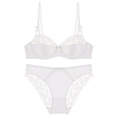 Thin Lace French Bra Set Women Minimizer Push Up Anti-Sagging Back Smoothing Side Support Comfort Sexy Daily Lingerie S-XL 32-38