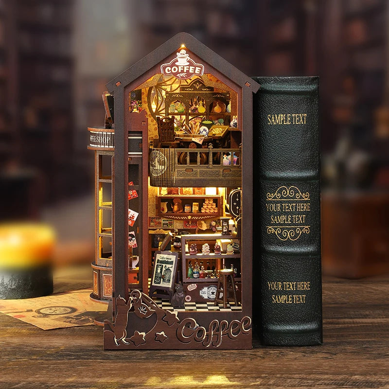 DIY Book Nook Wooden Dollhouse Furniture Light Kit Doll House Casa Miniature Accessories Handmade Wooden Toys Birthday Gifts