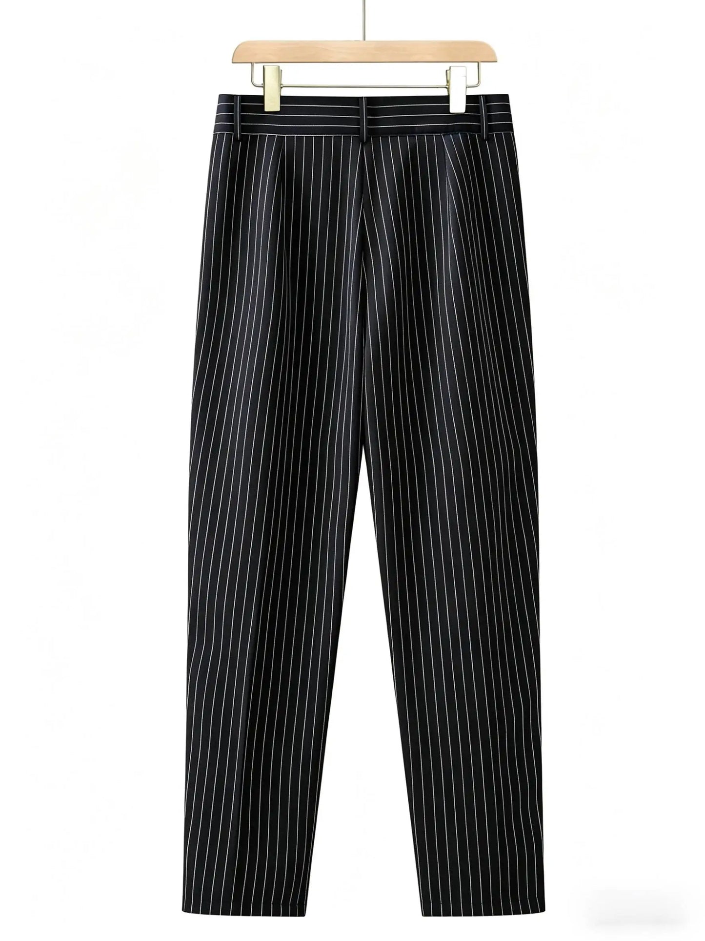 Men's Business Casual Slim Fit Long Pants Stripe Drape-able Iron-Free Elegant Stylish Versatile Dress Trousers