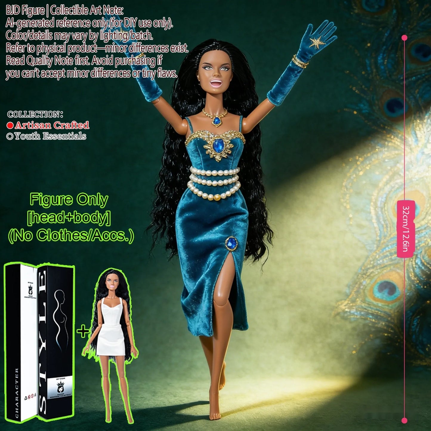 1/6 Scale Fashion BJD Doll 12 Joint Articulated Body Art Collection Doll For Home Decor
