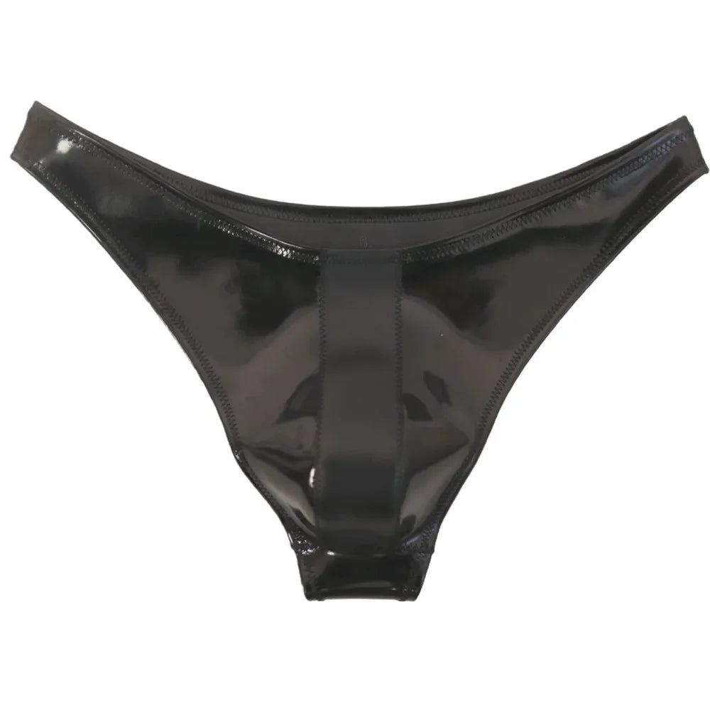 New Fashion Cloth Latex Men's Underwear Low Waist PVC Shiny Panties U Pouch Bulge Man Briefs Tight PU Underpants Lingerie