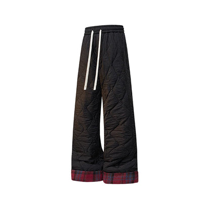 For  Men's Heavy Autumn and Winter Rhombus Design Warm Cotton Pants Loose Trend Versatile Velvet Thickened Casual Pants Trousers