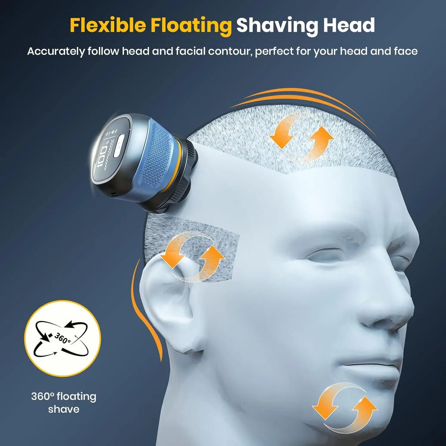 Sweker 6D Electric Head Shaver for Bald Men IPX7 Waterproof Cordless Razor with Magnetic Detachable Head Floating Cutter